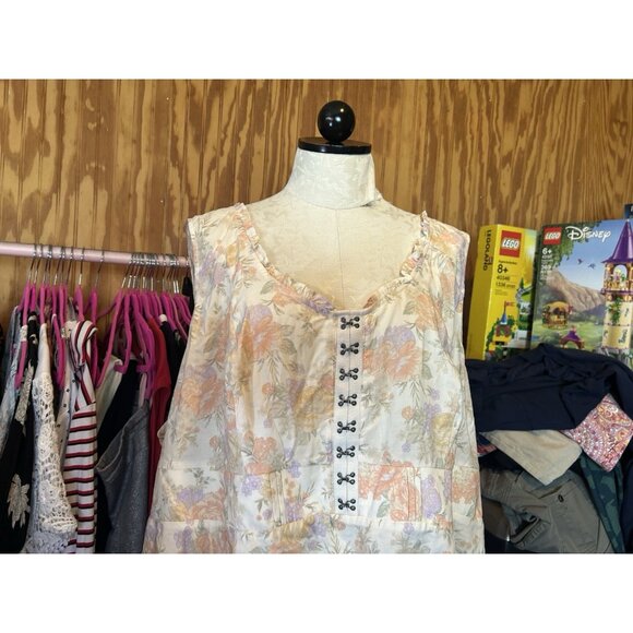 Torrid Babydoll Challis Corset Top Lush Floral Dew Sleeveless Peach NWT 4 (4X) - Picture 4 of 12